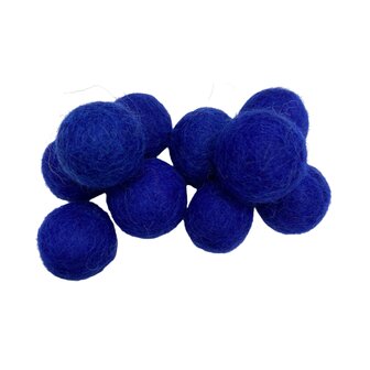 Viltballetjes kobalt blauw, 2cm doorsnede en 100% wol - Viltdeco