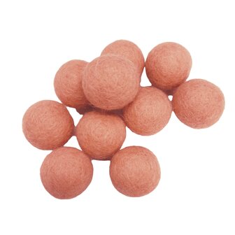 Vilt ballen, circa 2 cm, Zalm Roze, 10 st. per verpakking 