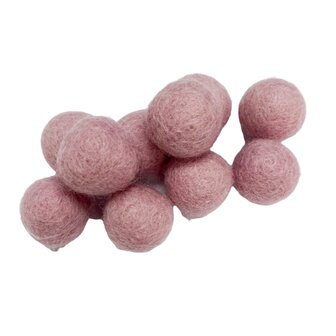 Vilt ballen, circa 2 cm, Pastel Roze, 10 st. per verpakking 