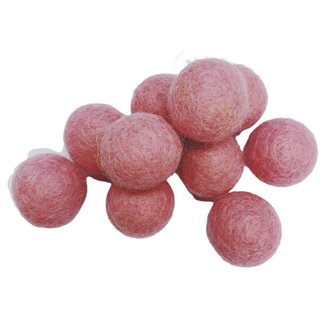 Vilt ballen, circa 2 cm, Oud Roze, 10 st. per verpakking 