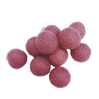 Vilt ballen, circa 2 cm, Dusty Rose, 10 st. per verpakking 