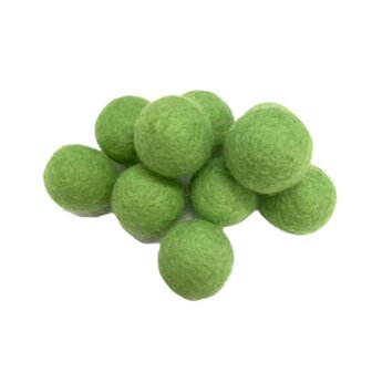 Vilt ballen, circa 2 cm, Appel Groen, 10 st. per verpakking 