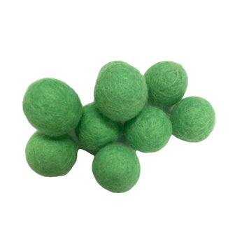 Vilt ballen, circa 2 cm, Jade Groen, 10 st. per verpakking 