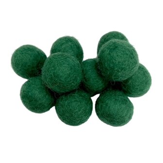 Vilt ballen, circa 2 cm, Kerst Groen, 10 st. per verpakking 