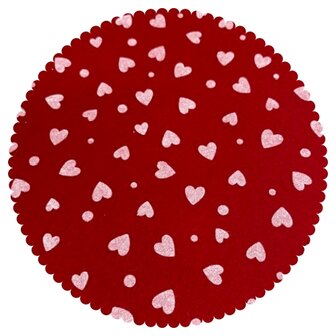 Vilt met hartjes en stippen print 30 x 40 cm rood/wit - Viltdeco 