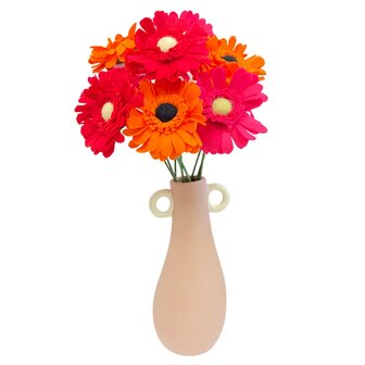 DIY Pakket Vilt, Gerbera&#039;s, 9 stuks, Rood, Oranje &amp; Fuchsia