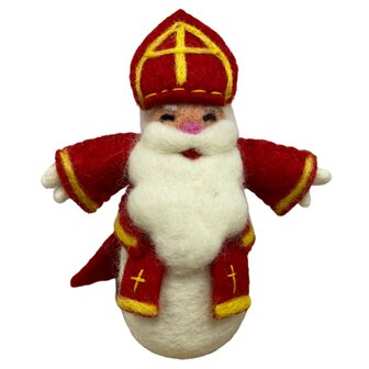 Handgemaakte wol vilt hanger Sinterklaas