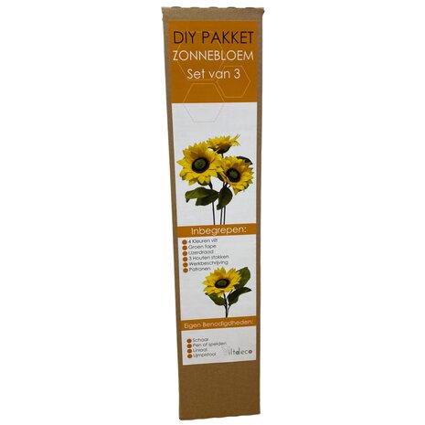 DIY Pakket Vilt, Zonnebloemen, Inhoud 3 bloemen